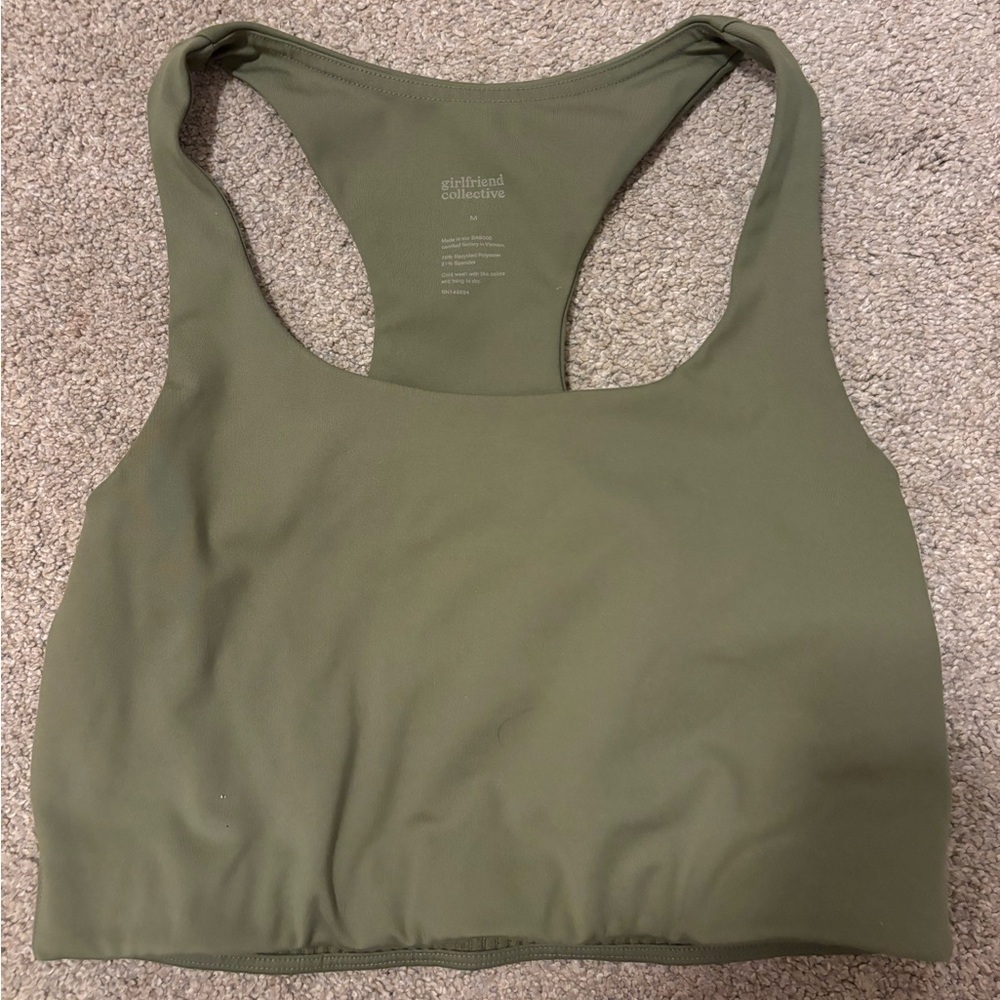 Girlfriend collective sports bra army green